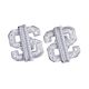Men's Fashion XL Iced Out CZ Sterling Silver Dollar Sign Bling Screw Back Stud Earrings