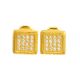 Men's Rapper Fashion Sterling Silver in Gold Plated Iced Out Square Bling Screw Back Stud Earrings 