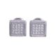 Men's Fashion Fully Iced Out Sterling Silver Square Bling Screw Back Stud Earrings