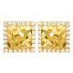 Men's Hip Hop Square Nugget Sterling Silver in Gold Plated Screw Back Earrings