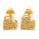 Heart Iced Bling 11 mm 3D Gold and Silver Plated Screw Back Stud Earrings
