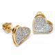 Heart Iced Bling 11 mm 3D Gold / Silver Plated Screw Back Stud Earrings