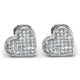 Heart Iced Bling 11 mm 3D Silver Plated Screw Back Stud Earrings
