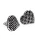 Fashion Heart Silver Black Plated XL Micro Pave Lab Diamond Screw Back Earrings