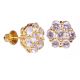 Men's Hexagon Iced Gold / Silver Plated 10 mm Pave CZ Setting Screw Back Earrings