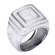 Men's Hip Hop Silver Plated All Around CZ Band Double Square Style Pinky Ring