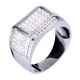 Men's Iced OUT Silver Plated CZ Square Top RX Band Bling Pinky Ring