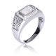 Men's Eagle Silver Plated CZ Band Rectangular Top RX Band Pinky Ring