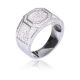 Men's Iced OUT Silver Plated CZ Octagon Top RX Band Bling Pinky Ring