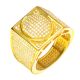 Men's Fully Iced Out Gold Plated CZ Hand Set Band Square Oval Pinky Ring