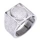 Men's Fully Iced Out Silver Plated CZ Hand Set Band Square Oval Pinky Ring