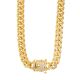 Heavy 12 mm Gold Plated Stainless Steel Stone Cuban Chain 18 20 24 inches