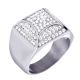 Men's Fashion Iced Out Stainless Steel Silver Plated Band Pinky Ring