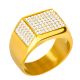 Men's Fashion CZ Stoned Stainless Steel Gold Plated Band Pinky Ring