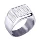 Men's Fashion CZ Stoned Stainless Steel Silver Plated Band Pinky Ring 