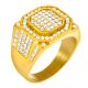 Men's Fashion Lab Diamond Stainless Steel Gold Plated Band Pinky Ring