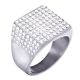 Men's Fashion Lab Diamond Stainless Steel Silver Plated Band Pinky Ring