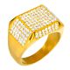 Men's CZ 3D Square Stainless Steel 14K Gold Plated Band Pinky Rings