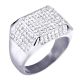 Men's CZ 3D Square Stainless Steel Silver Plated Band Pinky Rings