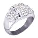 Men's CZ Stoned Stainless Steel Silver Plated Domed Band Pinky Ring 