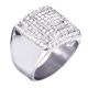 Men's CZ Stoned Stainless Steel Silver Plated Domed Band Pinky Ring 