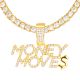 Hip Hop Money Moves Sign Gold Silver Plated Pendant 24 in Tennis Chain Necklace