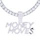 Hip Hop Money Moves Sign Silver Plated Pendant 24 in Tennis Chain Necklace