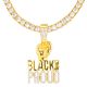 Rapper Black Proud Sign Gold Silver Plated Pendant 24 in Tennis Chain Necklace