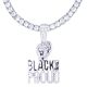 Rapper Black Proud Sign Silver Plated Pendant 24 in Tennis Chain Necklace-Silver