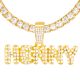 Rapper Iced Out Gold Tone HENNY Sign Pendant 24 inch Tennis Chain Necklace