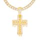 Hip Hop Iced Out Gold Tone Dripping Cross Pendant 24 inch Tennis Chain Necklace