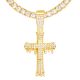 Men's Iced Out Gold Tone 3D Dripping Cross Pendant 24 inch Tennis Chain Necklace