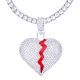 Iced Out Broken Heart Silver Tone Pendant 24 in Tennis Chain Necklace