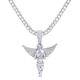 Hip Hop Silver Plated Iced Out Pray Angel Pendant 24 inch Tennis Chain Necklace