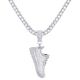 Basketball Shoe Silver Tone Pendant 24 inch Tennis Chain Necklace