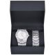Men's Nugget Rapper Iced Out CZ Silver Plated Watch and Bracelet SET