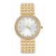 Lady's Women's Luxury Pearl CZ Iced Out Gold Plated Metal Watches