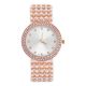 Lady's Women's Luxury Pearl CZ Iced Out Rose Gold Plated Metal Watches