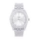 Hip Hop Bling Men's Silver Plated CZ Metal Band Watches