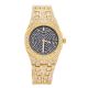 Techno Pave Bling Bling Gold Black Tone Metal Band Watches