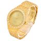 Men's Hip Hop Bling Gold Plated Iced Nugget Stone Metal Band Watches-Gold
