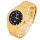 Men's Hip Hop Bling Gold Plated Iced Nugget Stone Metal Band Watches-Black
