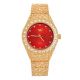 Men's Hip Hop Bling Gold Plated Iced Nugget Stone Metal Band Watches