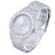 Men's Hip Hop Bling Silver Plated Iced Nugget Stone Metal Band Watches-Silver