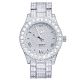 Techno Pave Men's Silver Plated Icy CZ Metal Band Watches