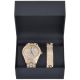 Men's Hip Hop Fully Iced Out Gold Plated Watch and ID Bar Cuban Bracelet SET 