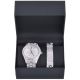 Men's Hip Hop Fully Iced Out Silver Plated Watch and ID Bar Cuban Bracelet SET 