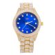 Techno Pave Hip Hop Gold Blue Plated Metal Band Watches