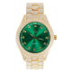 Techno Pave Hip Hop Gold Green Plated Metal Band Watches