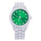 Techno Pave Hip Hop Silver Green Plated Metal Band Watches